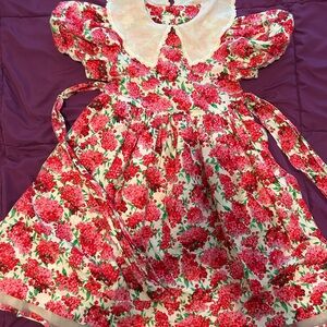 Stunning Plum Pudding Girls sz 5 Pink/Fuschcia White Collar Fancy DressUSA Made